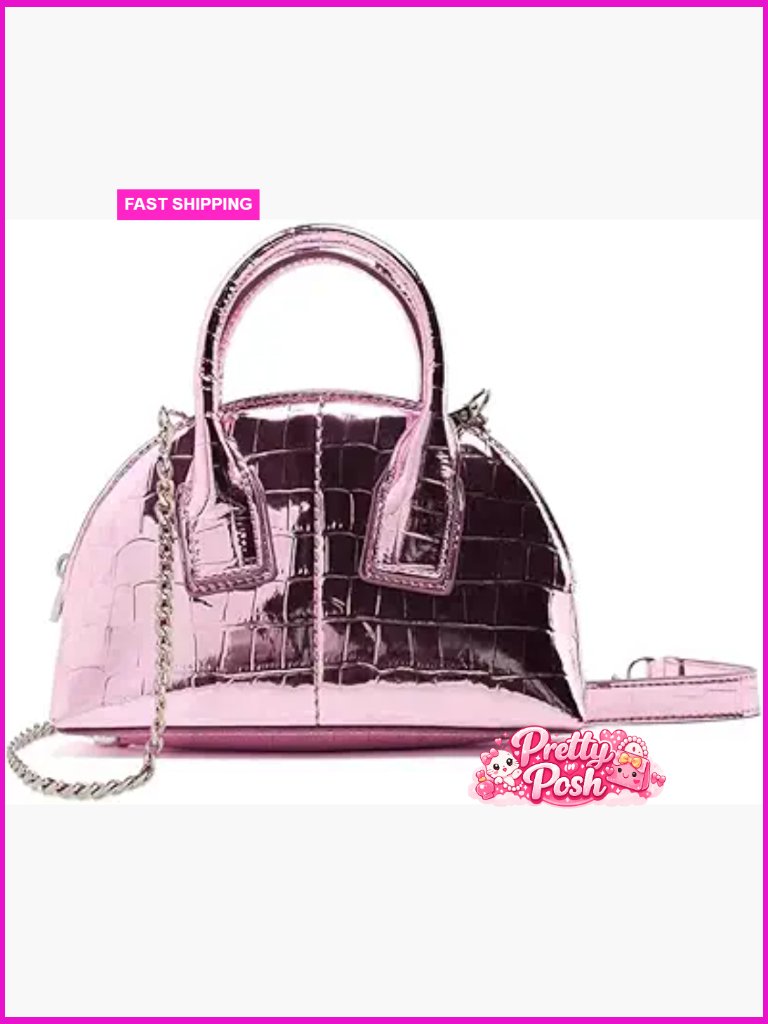 Mini Crossbody Purse Top Handle Chain Handbag Patent Leather